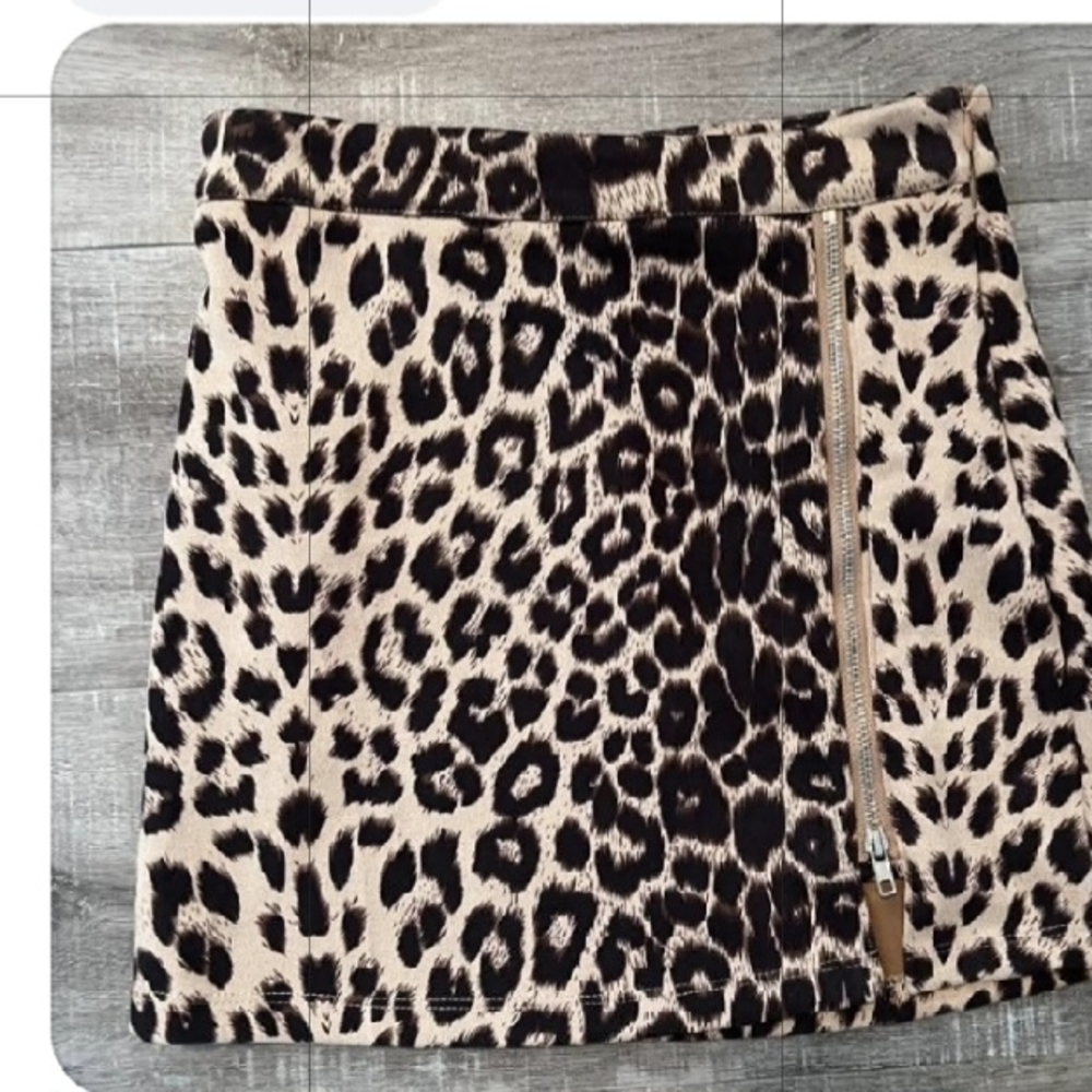 Altar'd State Leopard Print Mini Skirt in Beige and Black